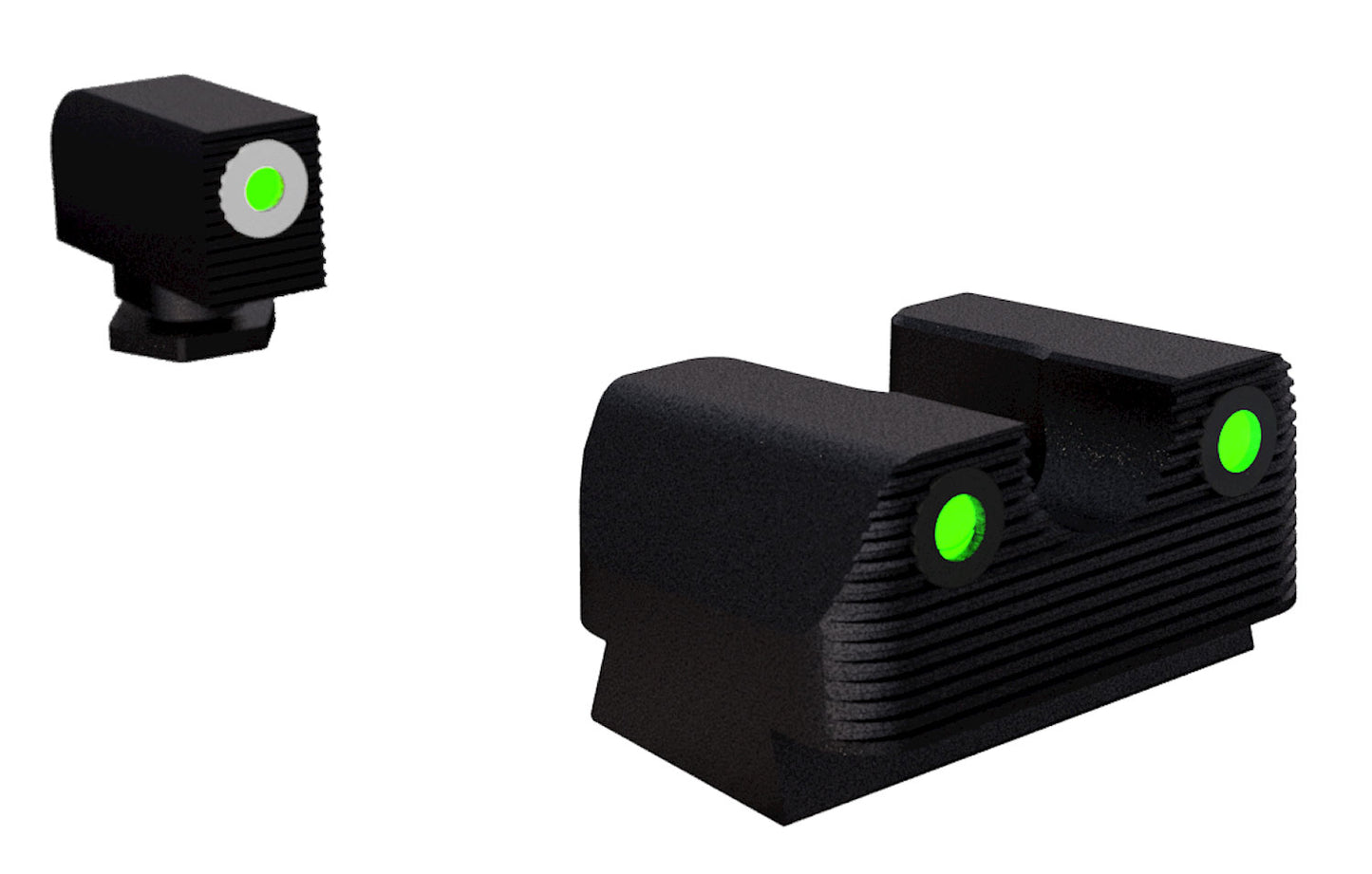 Rival Arms RA1B231G Night Sights For G17/G19 Black | Green Tritium White Ring Front Sight Green Tritium Black Ring Rear Sight