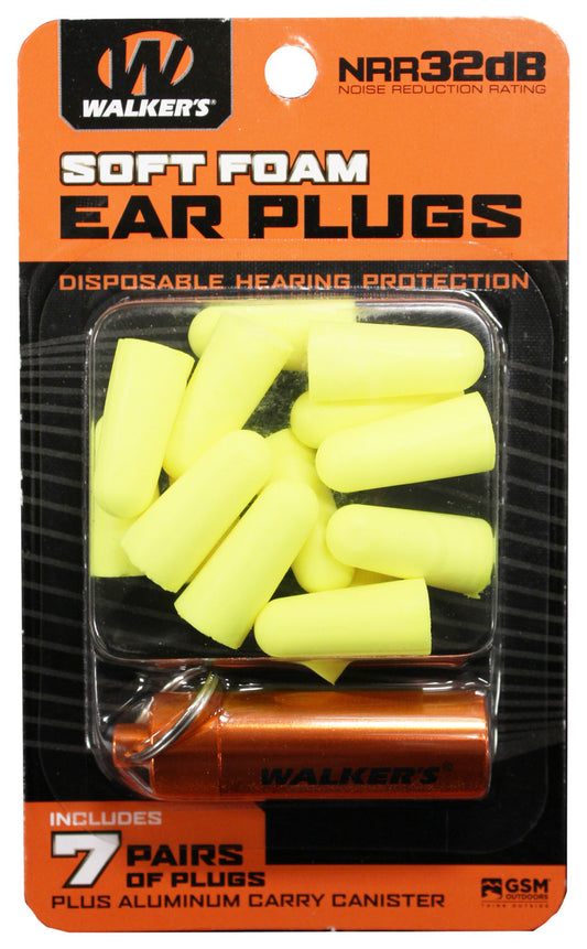 Walkers GWPPLGCANYL Foam Ear Plugs 32 DB Yellow Adult 7 Pair