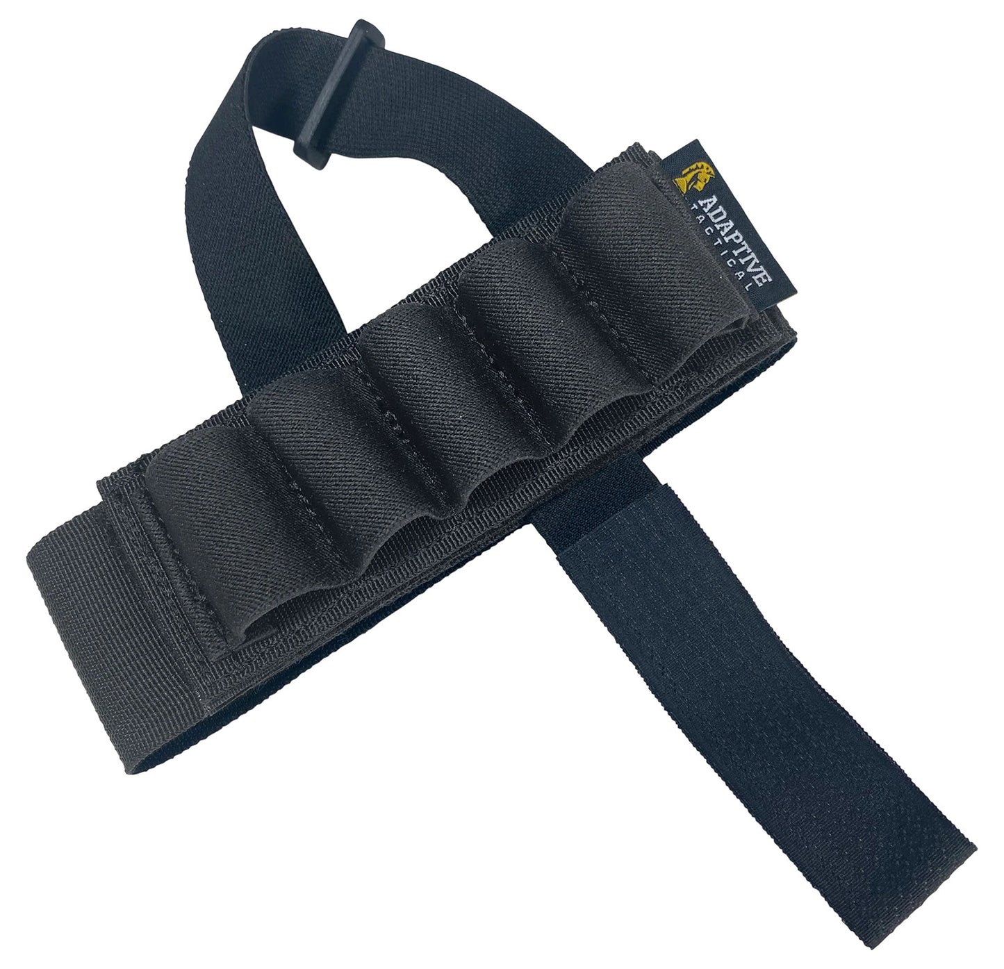 ADAPTIVE TACTICAL AT06400 Stock Mounted Shell Carrier 5rd Shotshells, Removable Black Nylon, Non Slip Loops, Adj. Stock Fit