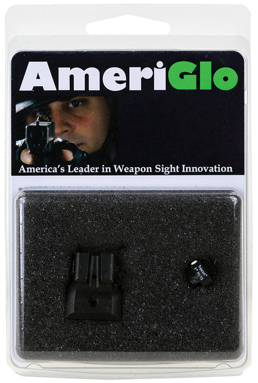 AmeriGlo SW141 I-Dot Sight Set For Smith & Wesson M&P Shield Black | Green Tritium With White Outline Front Sight Green Tritium I-Dot Rear Sight