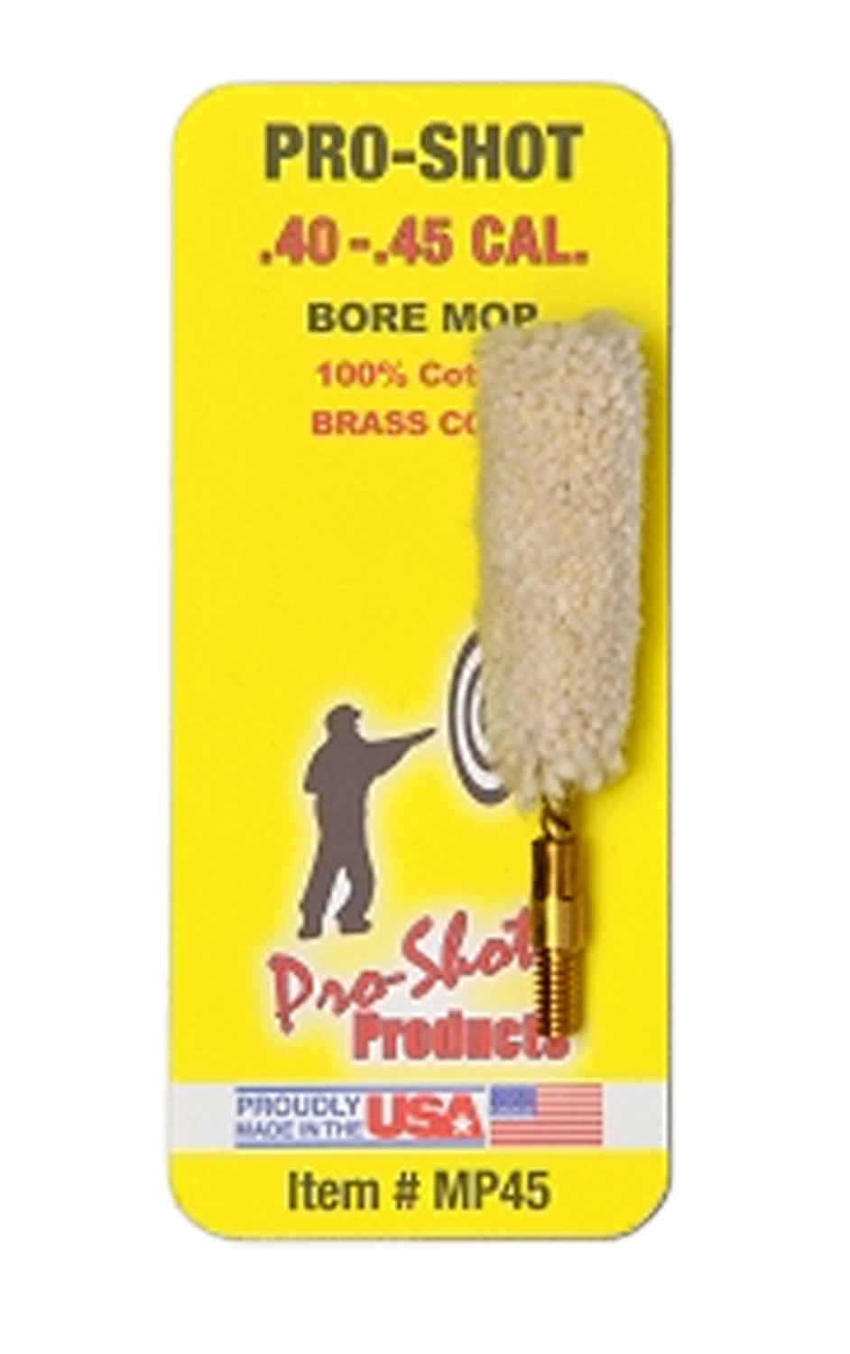 Pro-Shot MP45 Bore Mop .40 - .45 Cal Pistol #8-32" Thread 100% Cotton