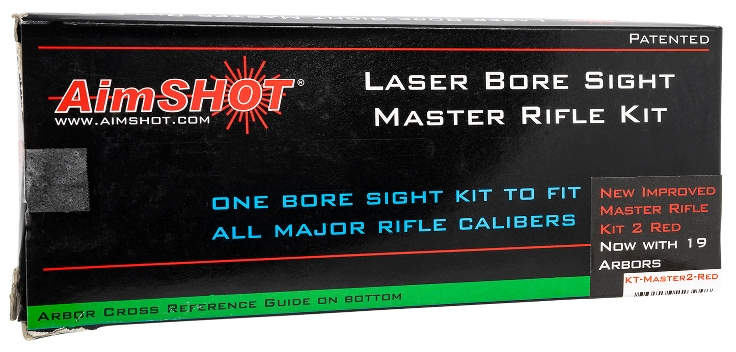 AimShot Master Kit Multi-Caliber Bore Sight With Red 650nM Laser, Uses L736 Button Cell Batteries & 2 AAA Batteries For Battery Pack For Rifles (Batteries Not Included)