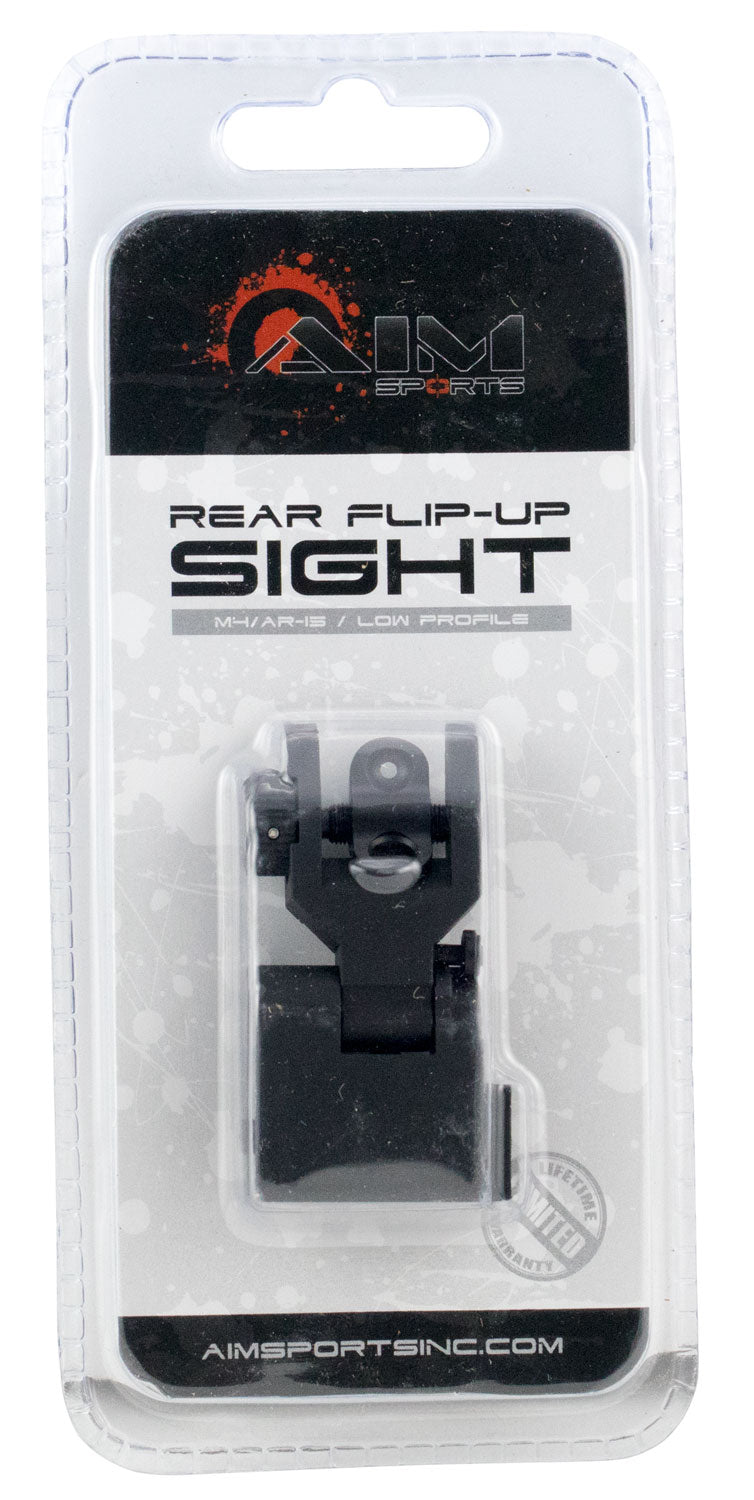 Aim Sports MT201 AR Low Profile Rear Flip Up Sight Black Anodized Low Profile For AR-15