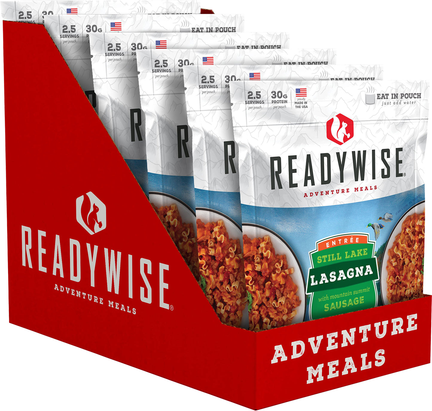 ReadyWise RW05005 Lasagna W/Sausage Freeze Dried Entrees 2.5 Servings In A Resealable Pouch, 6 Per Case