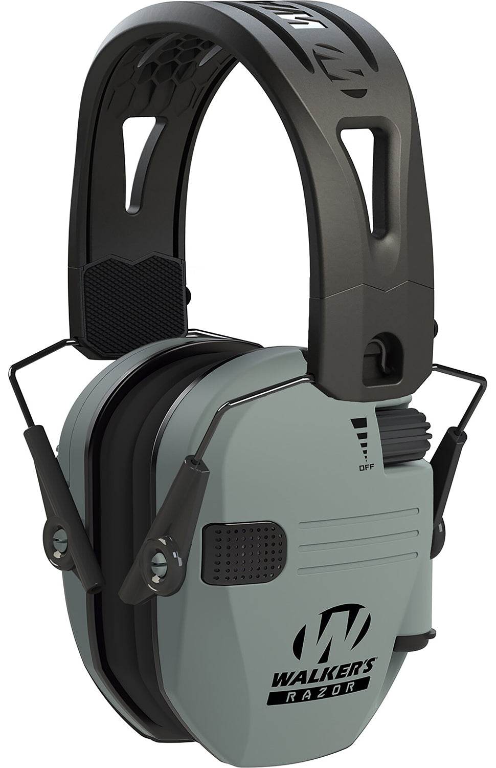 Walkers GWPRSEMRHBGY Razor Slim Electronic Muff 23 DB Over The Head Battleship Gray/Black Polymer