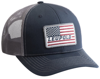 Leupold 179858 Trucker Navy/Gray Semi-Structured American Flag Patch
