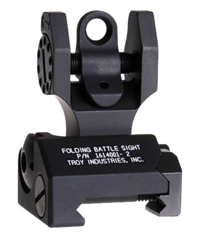 Troy Ind SSIGFBSTTBT00 Tritium Rear Folding BattleSight Round Black Hardcoat Anodized Folding For AR-15