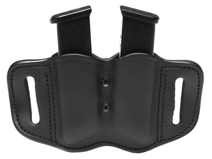 1791 Gunleather MAGF22SBLA MAG-F Double Mag Holster Stealth Black Leather Belt Slide Compatible W/ Double Stack Ambidextrous