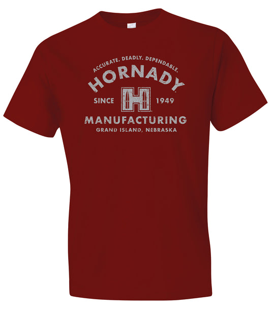 Hornady Gear 31425 Manufacturing MFG Cardinal, Cotton/Polyester/Rayon, Short Sleeve Semi-Fitted, 2XL