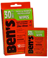 Bens 00067085 30 Odorless Scent Wipes Repels Ticks & Biting Insects 12