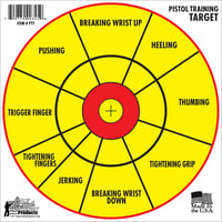 Pro-Shot PTT6PK Pistol Training 12" Diagnostic Bullseye Hanging Paper Yellow/Red Impact Enhancement 6 Pack