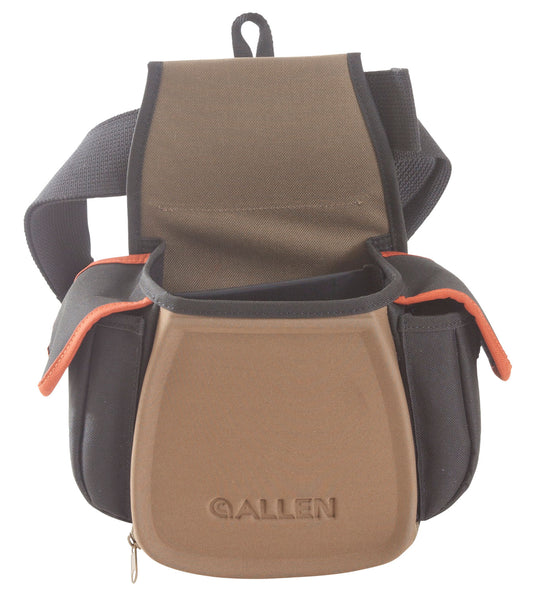 Allen 8306 Eliminator Pro Double Compartment Shooting Bag Black W/Coffee & Copper Accents, Elastic Loops, Side Pockets & D-Ring 7" X 4.75" X 12" Exterior Dimensions