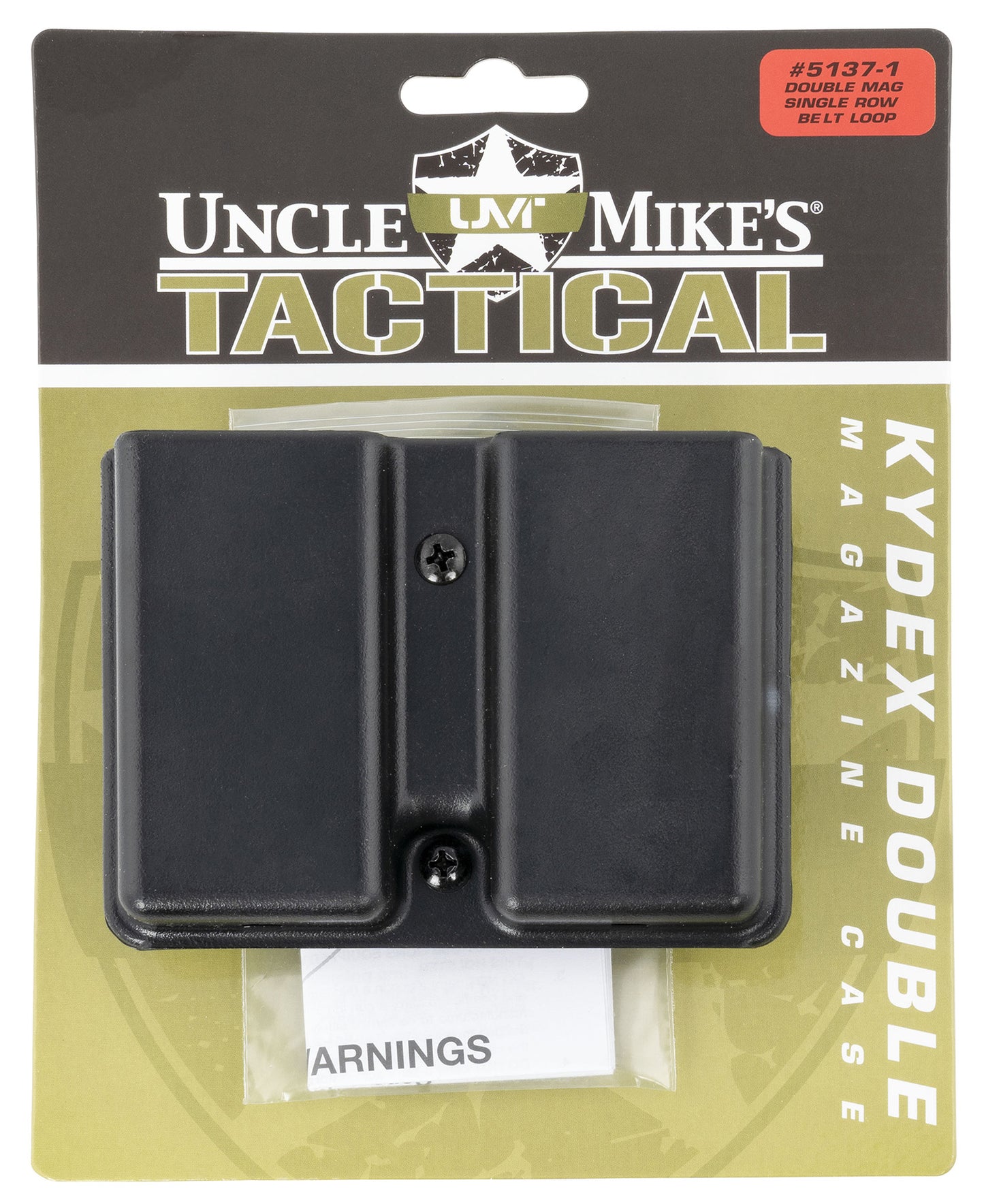 Uncle Mikes 51371 Kydex Double Mag Case Black Kydek, Belt Clip Mount Fits Belts Up To 1.75", Compatible With Single Stack Magazines