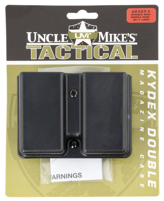 Uncle Mikes 51371 Kydex Double Mag Case Black Kydek, Belt Clip Mount Fits Belts Up To 1.75", Compatible With Single Stack Magazines