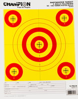 Champion Targets 45562 Shotkeeper 5-Bullseye 50-100 Yds Pistol/Rifle Yellow/Red 12 PK