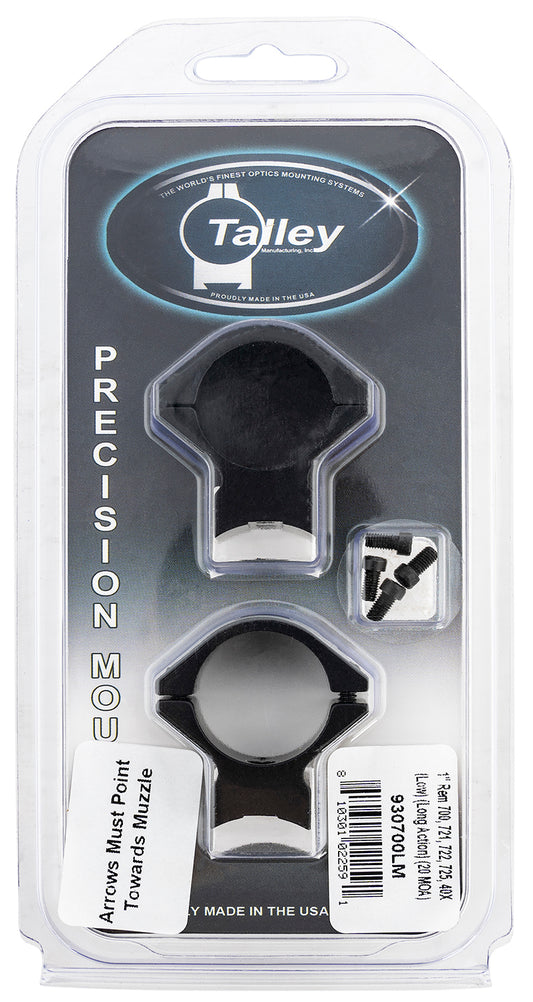 Talley 930700LM Remington 700 Scope Mount/Ring Combo Black Anodized 1" Low 20 MOA