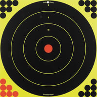 Birchwood Casey 34185 Shoot-N-C Reactive Target Self-Adhesive Paper Air Rifle/Centerfire Rifle/Rimfire Rifle Black/Yellow 200+ Yds 17.25" Bullseye Includes Pasters 5 Pack