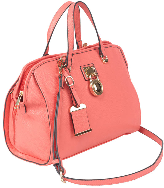 BULLDOG SATCHEL STYLE PURSE CORAL