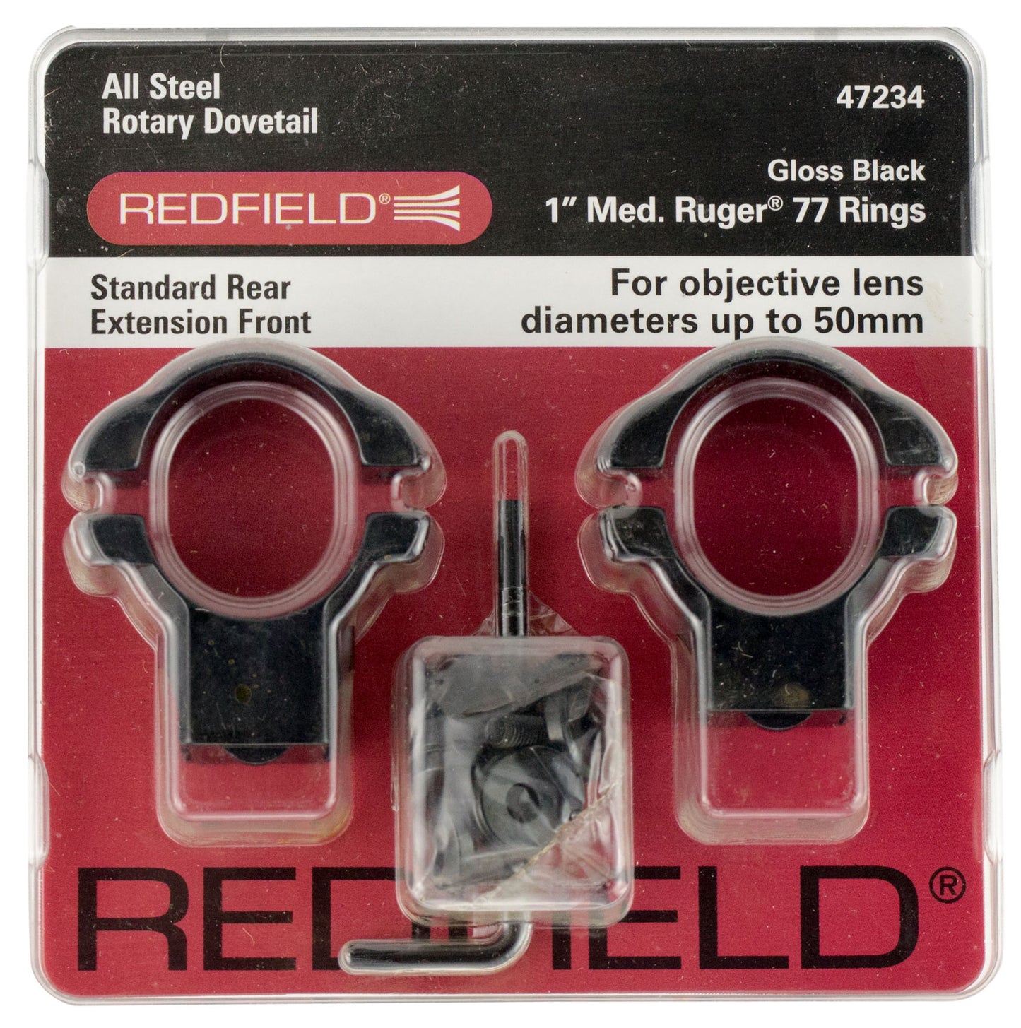 Redfield Mounts 47236 Ruger Rifle Steel Rings Matte Black 1" High