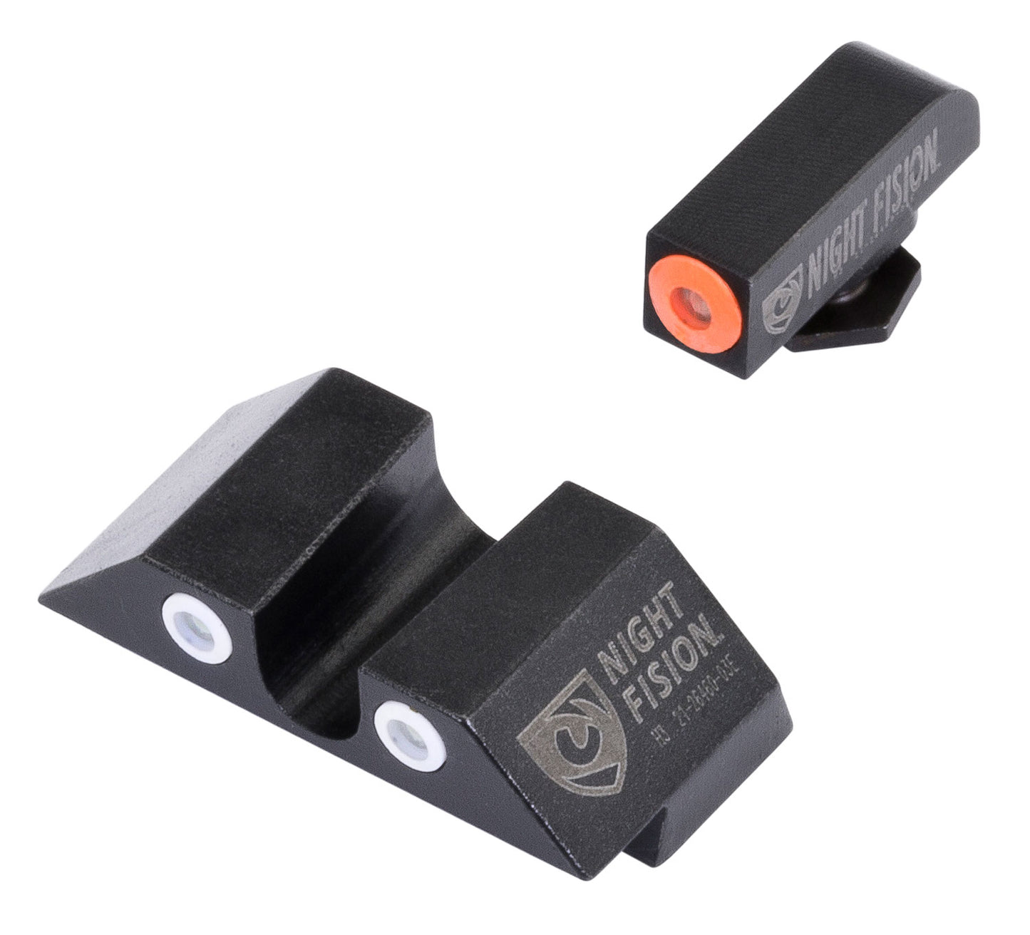 Night Fision GLK003007OGW Tritium Sight Set U-Notch Rear, Orange Ring Tritium Front/White Ring Tritium Rear/Black Frame, Compatible W/Glock 42/43/43X Front Post/Rear Dovetail Mount