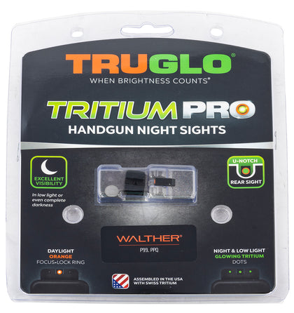 TruGlo TGTG231W1C Tritium Pro Black | Green Tritium Orange Outline Front Sight Green Tritium Rear Sight