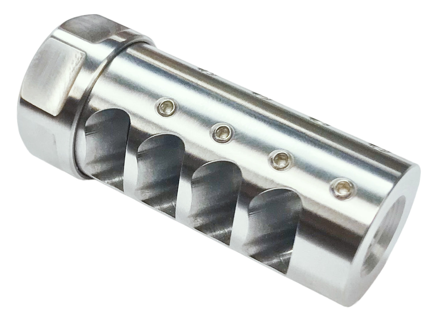 American Precision Arms G3L5838S Gen 3 Little Bastard Self Timing Brake Stainless Steel With 5/8"-24 Tpi Threads, 2.55" OAL & 1" Diameter For 338 Cal Rifle