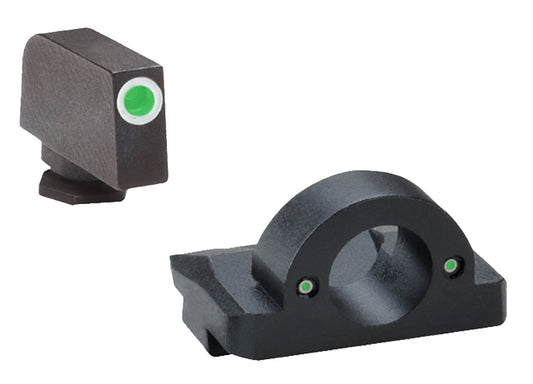 AmeriGlo GL125 Ghost Ring Sight Set For Glock Black | Green Tritium With White Outline Front Sight Green Tritium Rear Sight