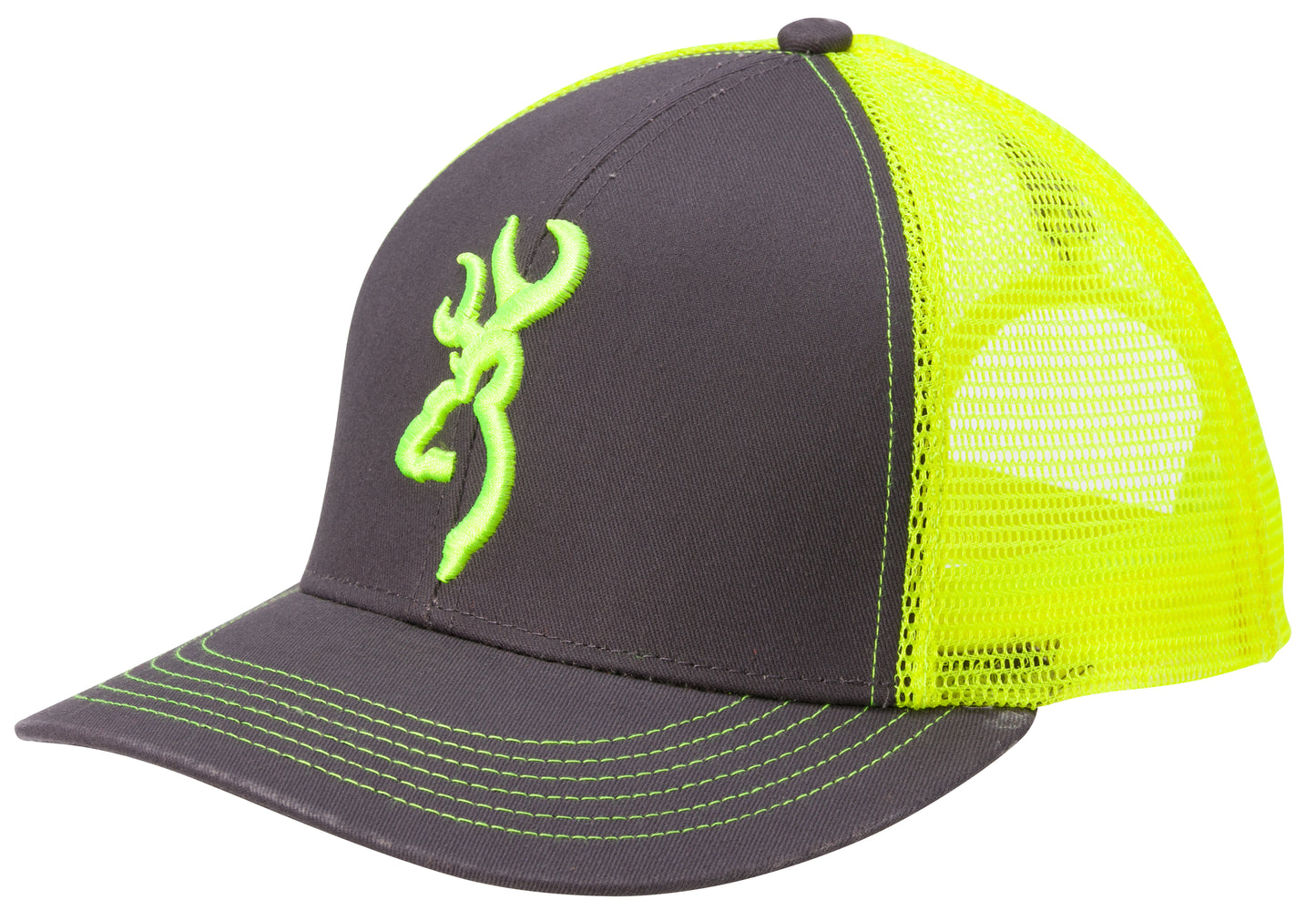 Browning 308177541 Cap Flashback Charcoal/Neon Green Adjustable Snap