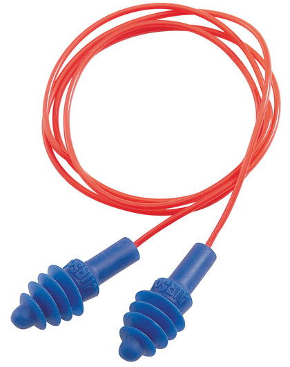 Howard Leight R01521 Corded Ear Plugs Air Soft Foam 27 DB Behind The Neck Blue Ear Buds With Orange Cord Adult 2 Pair