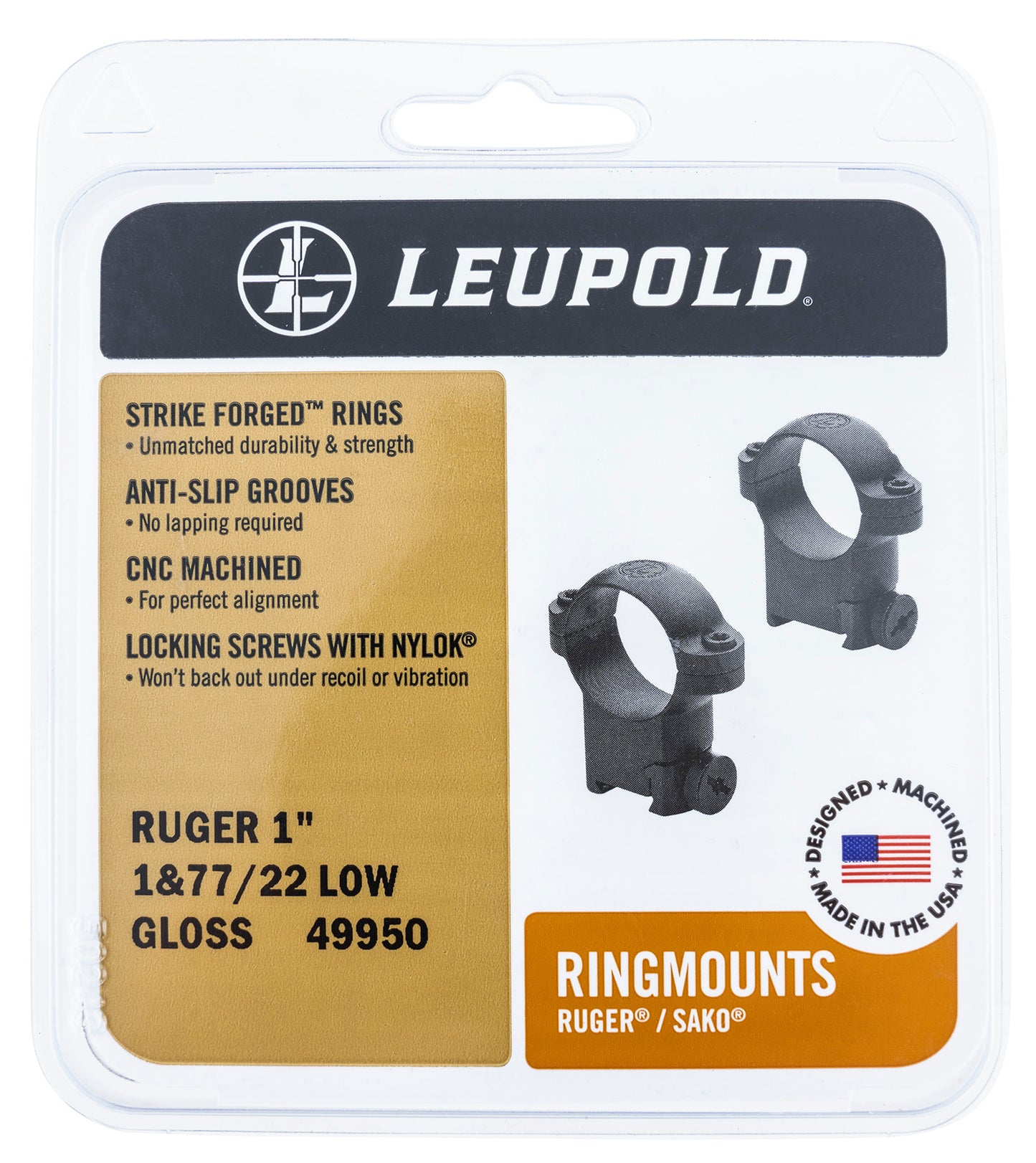 Leupold 52302 Ringmounts Matte Black Ruger M77 1" Extended Super High