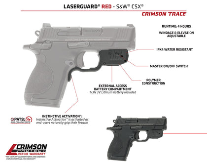 Crimson Trace 013000172 LG-Laserguard CSX Red Black Smith & Wesson