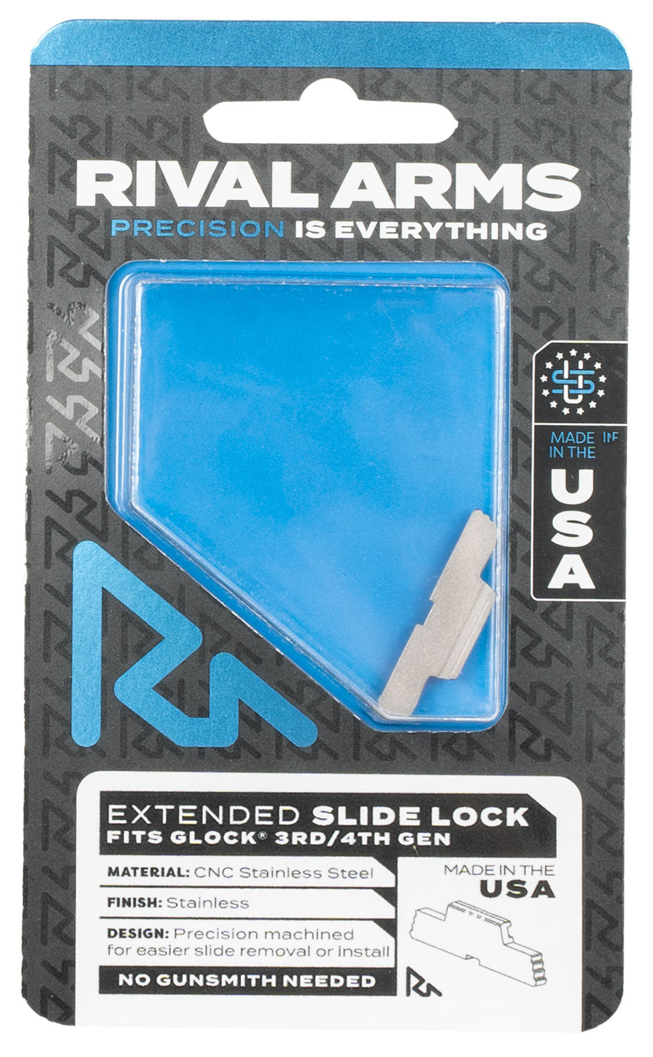 Rival Arms RA80G001D Slide Lock Extended Stainless Steel For Glock Gen3-4