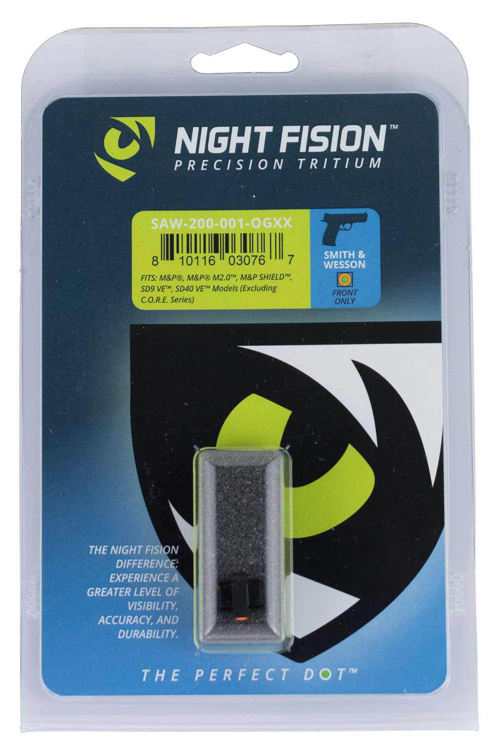 Night Fision SAW201003WGW Tritium Night Sights For Smith & Wesson Black | Green Tritium White Ring Front Sight Green Tritium White Ring Rear Sight