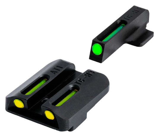 TruGlo TG131GT1B TFO Green Fiber Optic/Tritium Front/ Yellow Fiber Optic/Tritium Rear/Black Nitride Fortress Frame, Compatible W/ Glock 42/43/43X/48 Except MOS, Front Post/Rear Dovetail Mount