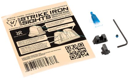 Strike Industries MP9SIGHTSSH Strike Iron Sights-Suppressor Height Black | Black Front Sight Black Rear Sight