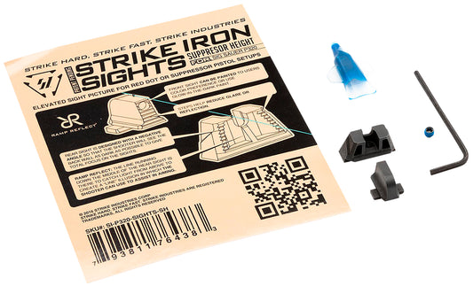 Strike Industries MP9SIGHTSSTN Strike Iron Sights-Standard Height Black | Black Front Sight Black Rear Sight