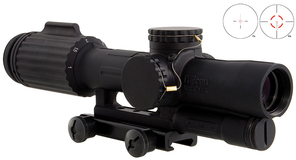 Trijicon 1600004 VCOG 1-6x 24mm Obj 95-15.90 Ft @ 100 Yds FOV Matte Black Finish LED Illuminated Red Segmented Circle W/Crosshair 308 175gr W/TA51 Mount