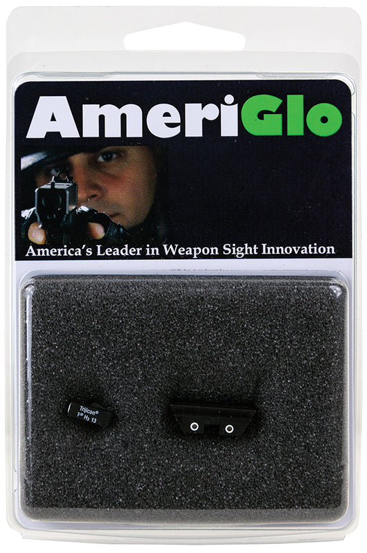 AmeriGlo GL115 Classic Tritium Sight Set For Glock Black | Green Tritium With White Outline Front Sight Yellow Tritium With White Outline Rear Sight