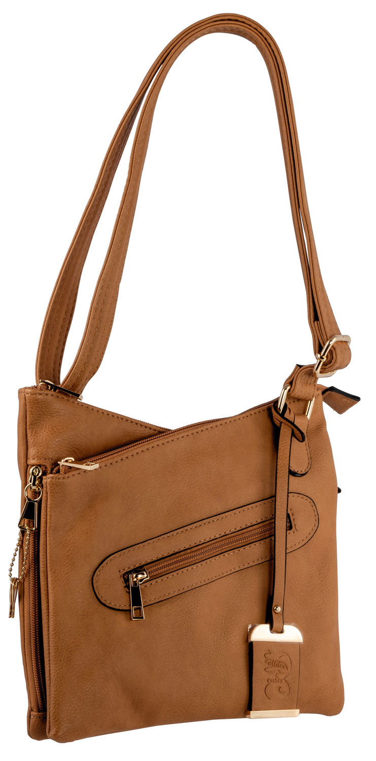 BULLDOG CROSS BODY PURSE W/HLSTR TAN