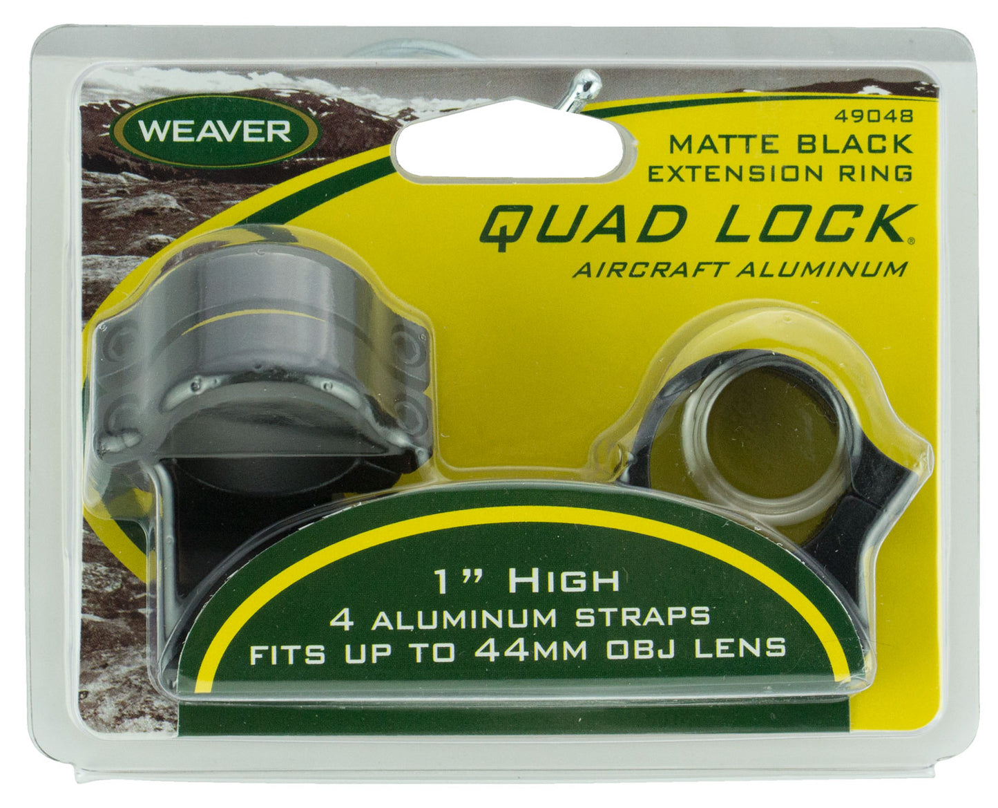 WEAVER QUAD LOCK RNGS 1" HI EXT MBLK