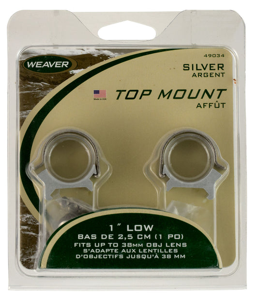 Weaver Mounts 49033 Detachable Top Mount Rings Silver 1" High